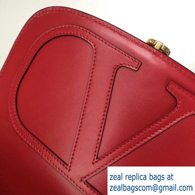 Valentino Small VLocker Leather Saddle Bag Red 2020
