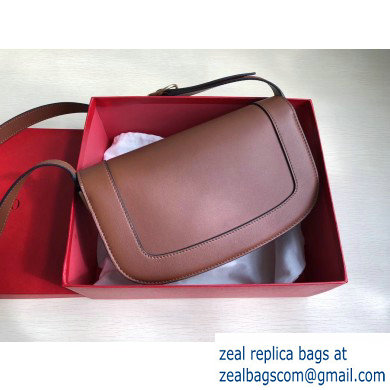 Valentino Supervee Calfskin Crossbody Large Bag Brown/Gold 2020 - Click Image to Close