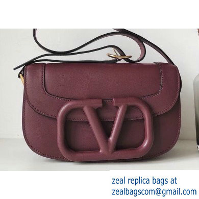 Valentino Supervee Calfskin Crossbody Large Bag Burgundy 2020 - Click Image to Close