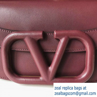 Valentino Supervee Calfskin Crossbody Large Bag Burgundy 2020 - Click Image to Close