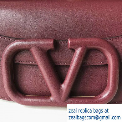 Valentino Supervee Calfskin Crossbody Large Bag Burgundy 2020