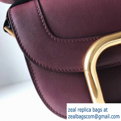 Valentino Supervee Calfskin Crossbody Large Bag Burgundy/Gold 2020