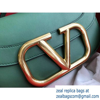Valentino Supervee Calfskin Crossbody Large Bag Green/Gold 2020 - Click Image to Close