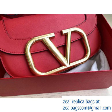 Valentino Supervee Calfskin Crossbody Large Bag Red/Gold 2020 - Click Image to Close