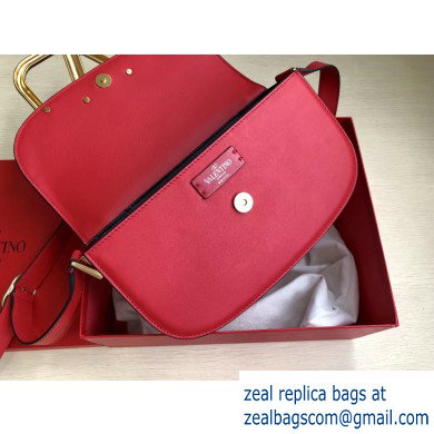 Valentino Supervee Calfskin Crossbody Large Bag Red/Gold 2020 - Click Image to Close