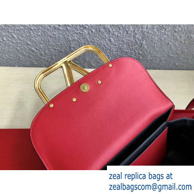 Valentino Supervee Calfskin Crossbody Large Bag Red/Gold 2020 - Click Image to Close