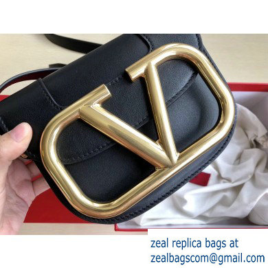 Valentino Supervee Calfskin Crossbody Small Bag Black/Gold 2020