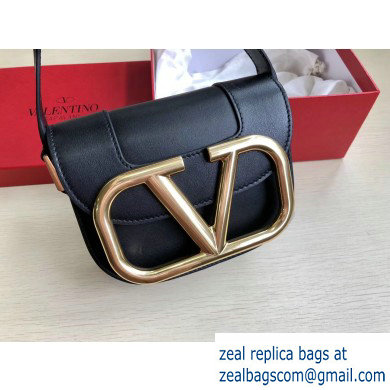 Valentino Supervee Calfskin Crossbody Small Bag Black/Gold 2020