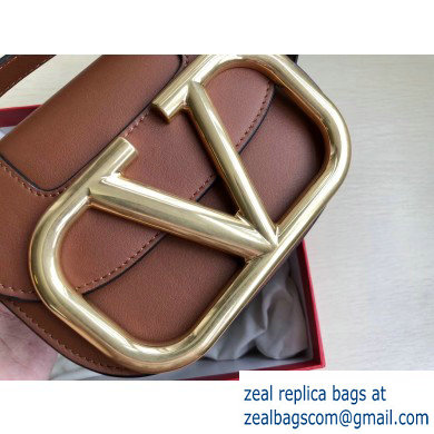 Valentino Supervee Calfskin Crossbody Small Bag Brown/Gold 2020