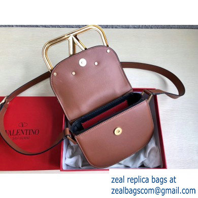 Valentino Supervee Calfskin Crossbody Small Bag Brown/Gold 2020 - Click Image to Close