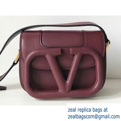 Valentino Supervee Calfskin Crossbody Small Bag Burgundy 2020