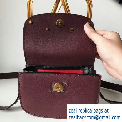 Valentino Supervee Calfskin Crossbody Small Bag Burgundy/Gold 2020 - Click Image to Close