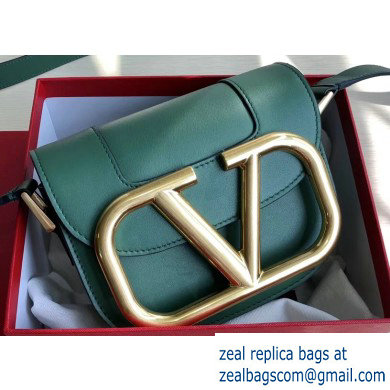 Valentino Supervee Calfskin Crossbody Small Bag Green/Gold 2020 - Click Image to Close