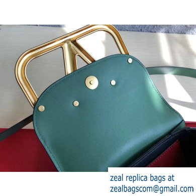 Valentino Supervee Calfskin Crossbody Small Bag Green/Gold 2020 - Click Image to Close