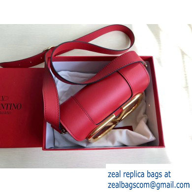 Valentino Supervee Calfskin Crossbody Small Bag Red/Gold 2020