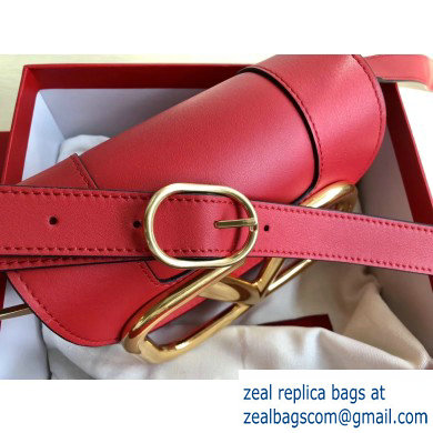 Valentino Supervee Calfskin Crossbody Small Bag Red/Gold 2020 - Click Image to Close