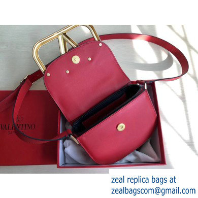 Valentino Supervee Calfskin Crossbody Small Bag Red/Gold 2020 - Click Image to Close