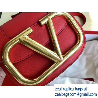 Valentino Supervee Calfskin Crossbody Small Bag Red/Gold 2020