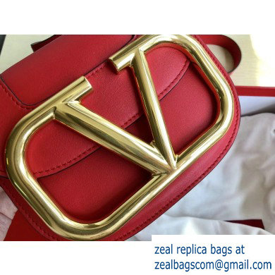 Valentino Supervee Calfskin Crossbody Small Bag Red/Gold 2020 - Click Image to Close