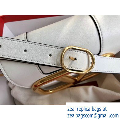 Valentino Supervee Calfskin Crossbody Small Bag White/Gold 2020 - Click Image to Close