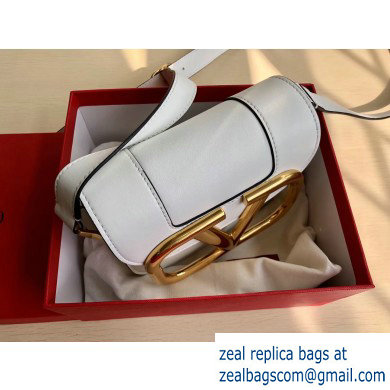 Valentino Supervee Calfskin Crossbody Small Bag White/Gold 2020 - Click Image to Close