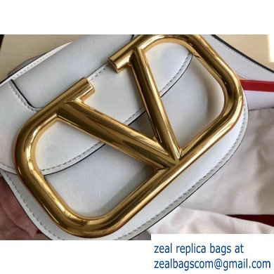 Valentino Supervee Calfskin Crossbody Small Bag White/Gold 2020 - Click Image to Close