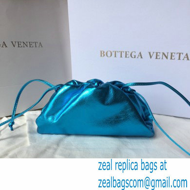 Bottega Veneta Frame Pouch Clutch Small Bag with Strap In Butter Calf metallic blue 2020