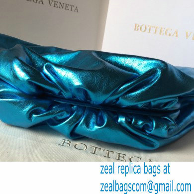 Bottega Veneta Frame Pouch Clutch large Bag with Strap In Butter Calf metallic blue 2020