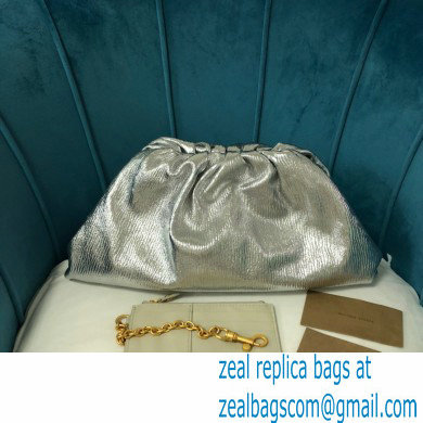Bottega Veneta Frame Pouch Clutch large Bag with Strap In Nappa leather metallic silver 2020
