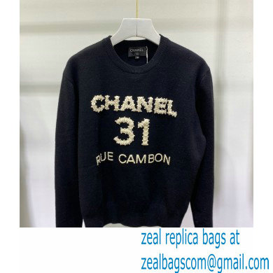 CHANEL CC LOGO Embroidered CASHMERE SWEATER BLACK 2020