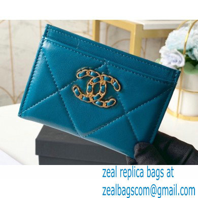 Chanel 19 Card Holder AP1167 Turquoise Blue 2020