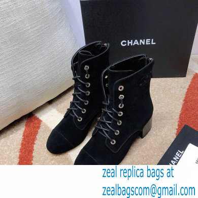 Chanel CC Logo Suede Boots Black 2020