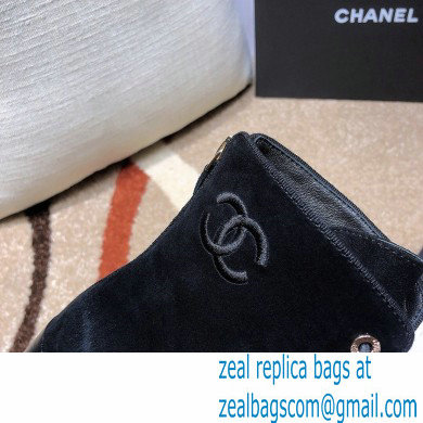 Chanel CC Logo Suede Boots Black 2020