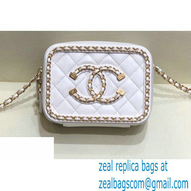 Chanel Chain CC Filigree Clutch with Chain Vanity Case Bag A84452 White 2020