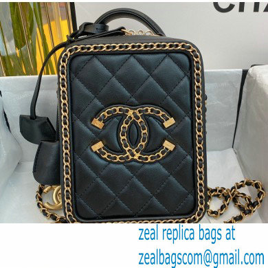 Chanel Chain CC Filigree Vertical Clutch with Chain Vanity Case Bag AS0988 Black 2020