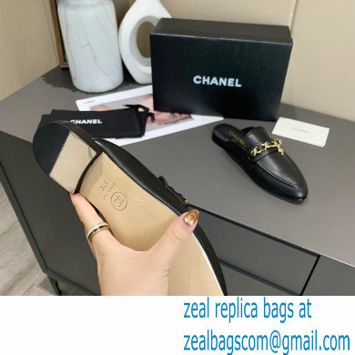 Chanel Chain and CC Logo Mules Black 2020