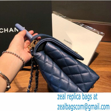 Chanel Coco Handle Medium Flap Bag Navy Blue with Lizard Top Handle A92991 Top Quality 7148
