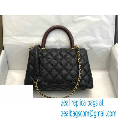 Chanel Coco Handle Small Flap Bag Black/Burgundy with Lizard Top Handle A92990 Top Quality 7147 - Click Image to Close