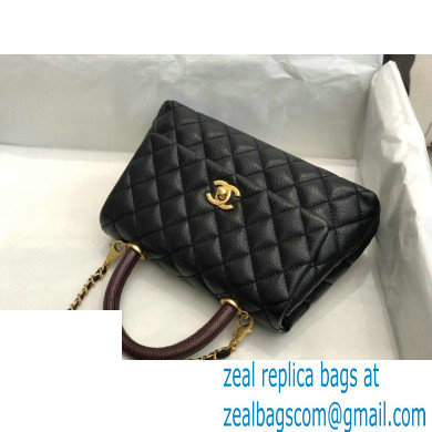 Chanel Coco Handle Small Flap Bag Black/Burgundy with Lizard Top Handle A92990 Top Quality 7147