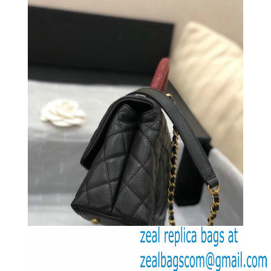 Chanel Coco Handle Small Flap Bag Black/Gold Burgundy Lizard with Top Handle A92990