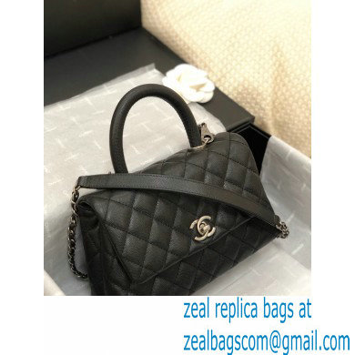 Chanel Coco Handle Small Flap Bag Black/Silver with Top Handle A92990
