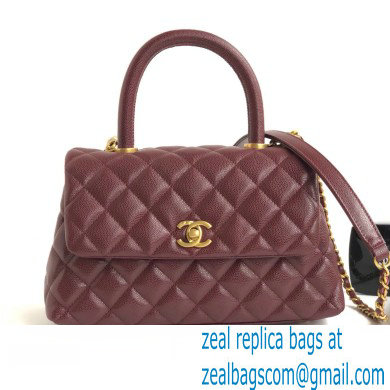 Chanel Coco Handle Small Flap Bag Burgundy with Top Handle A92990