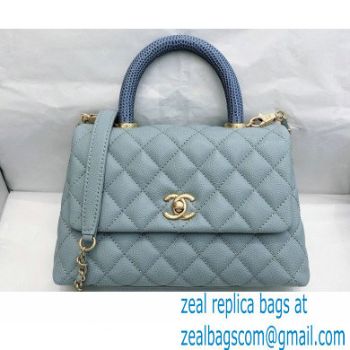 Chanel Coco Handle Small Flap Bag Gray with Lizard Top Handle A92990 Top Quality 7147