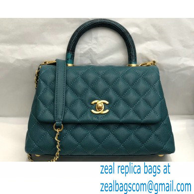 Chanel Coco Handle Small Flap Bag Green with Lizard Top Handle A92990 Top Quality 7147