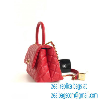 Chanel Coco Handle Small Flap Bag Red with Top Handle A92990