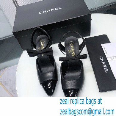Chanel Heel 8cm Pumps with Bow Strap G36360 Black 2020