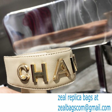 Chanel Low Heel Pumps Beige with Gold Logo Strap 2020
