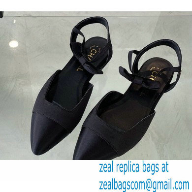Chanel Mary Janes with Bow Strap G36361 Satin Black 2020