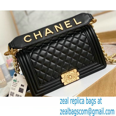 Chanel Medium Boy Flap Bag Black with Removable Logo Handle
