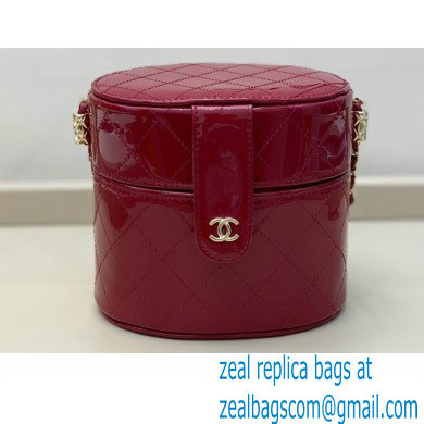 Chanel Metallic Lambskin Clutch with Chain Vanity Case Bag AP1616 Red 2020